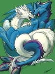 blue_body cuddling duo entwined entwined_tails eyes_closed feathered_wings feathers feral spread_wings tail tail_coil white_body wings gyrotech xeirla asian_mythology east_asian_mythology mythology gyrurr xeirla_(character) dragon eastern_dragon feathered_dragon feathered_scalie mythological_creature mythological_scalie scalie 3:4 absurd_res hi_res