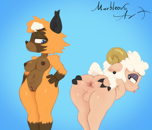 anthro anus areola arm_tuft bedroom_eyes belly bent_over big_areola big_breasts big_butt black_ears black_inner_ear black_nose blep blue_background blue_eyes blush body_blush breasts brown_areola brown_belly brown_body brown_breasts brown_chest brown_countershading brown_fur brown_markings brown_nipples brown_pubes brown_vulva butt butt_focus countershade_face countershade_fur countershade_neck countershade_torso countershading curvy_figure duo ear_piercing ear_ring ear_tuft eyebrow_through_hair eyebrows eyelashes facial_tuft female fingers fluffy fluffy_tail front_view fur genitals glistening glistening_anus glistening_body glistening_breasts glistening_butt glistening_eyelids glistening_eyes glistening_genitalia glistening_skin glistening_thighs gradient_background grey_eyes hair half-closed_eyes hand_on_butt hand_on_hip head_tuft highlights_(coloring) hooved_fingers hooves horn jewelry long_eyelashes looking_at_another male markings multicolored_body multicolored_fur multicolored_hair narrowed_eyes nipples notched_ear orange_body orange_fur orange_hair orange_legs piercing pink_anus pink_arms pink_chest pink_ears pink_legs pose presenting presenting_anus presenting_balls presenting_breasts presenting_hindquarters presenting_vulva pubes rear_view ring_piercing seductive short_ears short_tail shortstack shortstack_female shortstack_male shoulder_tuft silly silly_face simple_background slightly_chubby slightly_chubby_anthro slightly_chubby_female slightly_chubby_male small_ears small_nose small_tail spread_anus spread_butt spreading tail thick_eyebrows thick_thighs tongue tongue_out translucent translucent_hair tuft two_tone_body two_tone_fur two_tone_hair voluptuous voluptuous_anthro voluptuous_female vulva vulva_blush white_body white_fur white_hair white_tail white_wool wide_hips wool_(fur) wool_hair yellow_horn conditional_dnp marbleous ewegene_(pillothestar) suey_(pillothestar) badger bighorn_sheep bovid caprine gulonine hybrid mammal mustelid musteline sheep wolverine 2026 absurd_res digital_media_(artwork) hi_res