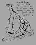 anthro bodily_fluids female forked_tongue macro pawpads saliva solo tail tail_mouth text tongue unusual_anatomy unusual_tail vore garbagioni mythology dragon mythological_creature mythological_scalie scalie 4:5 english_text hi_res monochrome sketch