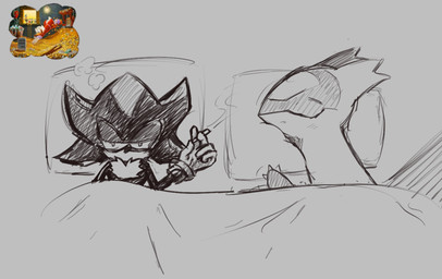after_sex anthro back_wings bed black_body chest_tuft cigarette claws clothing female feral furniture gloves grey_background grey_body handwear larger_female male pillow shitpost simple_background size_difference sleeping smaller_male solo thought_bubble toony tuft wings lusterflare nintendo pokemon sega sonic_the_hedgehog_(series) shadow_the_hedgehog eulipotyphlan generation_3_pokemon hedgehog latias legendary_pokemon mammal pokemon_(species) 2026 crossover digital_drawing_(artwork) digital_media_(artwork) hi_res meme sketch