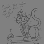 anthro bent_over butt dialogue female imminent_sex presenting presenting_hindquarters solo mrdegradation hot_topic sweetypuss domestic_cat felid feline felis mammal 1:1 2023 hi_res monochrome sketch