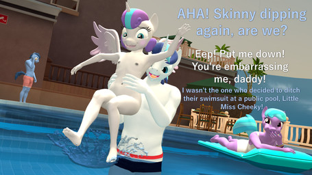 age_difference anthro anthrofied asking asking_another calling_for_release clothed clothing color_coded color_coded_text command dialogue eep female flat_chested group horn loli lying male nickname nipples nude older_male on_front public question swimming_pool tag_question talking_to_another text topless wings yes-no_question young young_anthro younger_female papadragon69 friendship_is_magic hasbro my_little_pony mythology flurry_heart_(mlp) shining_armor_(mlp) equid equine mammal mythological_creature mythological_equine unicorn winged_unicorn 16:9 3d_(artwork) digital_media_(artwork) english_text hi_res widescreen daughter_(lore) father_(lore) father_and_child_(lore) father_and_daughter_(lore) parent_(lore) parent_and_child_(lore) parent_and_daughter_(lore)