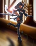 anthro biped blindfold breasts cleavage_cutout clothed clothing cosplay cutout female footwear hair high_heels holding_melee_weapon holding_object holding_sword holding_weapon legwear melee_weapon running shoes solo stockings sword thigh_highs weapon thesolarwinds nier_automata platinumgames yorha_2b mammal 2017 hi_res