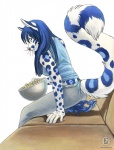 anthro blue_hair breasts clothing duo female food furniture hair looking_back male membrane_(anatomy) membranous_wings popcorn sat_on sitting size_difference sofa tail whiskers wings kacey mythology hida kacey_(kacey) dragon felid feline mammal mythological_creature mythological_scalie scalie serval snow_serval 2009