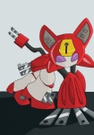 cord feline_ears female machine purple_eyes red_body solo tail alkevin medabots peppercat robot 2009