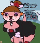 alternative_fashion anthro bedroom_eyes bent_over big_breasts bottomwear breasts clothed clothing female first_person_view goth half-closed_eyes narrowed_eyes seductive skimpy skirt solo wide_hips klutzatdusk animal_crossing nintendo lottie_(animal_crossing) mammal mustelid otter