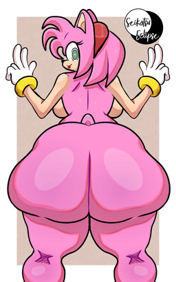 accessory anthro big_breasts big_butt black_nose blep bouncing_butt bracelet breasts butt butt_focus clothing eyelashes female female_anthro fur gesture gloves green_eyes hair hair_accessory hairband hand_gesture handwear huge_butt jewelry looking_at_viewer looking_back looking_back_at_viewer multicolored_body nude nude_female pink_body pink_fur pink_hair rear_view shaking_butt short_tail side_boob simple_background smile solo tail tan_body tan_skin thick_thighs tongue tongue_out v_sign white_clothing white_gloves white_handwear wide_hips seikatsueclipse sega sonic_the_hedgehog_(series) amy_rose eulipotyphlan hedgehog mammal 2025 animated animated_webp digital_media_(artwork) hi_res loop