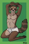 anthro brown_body brown_fur clothed clothing fur looking_at_viewer male markings red_eyes ring_(marking) ringed_tail simple_background smile solo striped_markings striped_tail stripes tail tail_markings underwear sylo guardians_of_the_galaxy marvel rocket_raccoon mammal procyonid raccoon 2024 2:3 digital_media_(artwork) hi_res