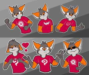 angry anthro blush clothing cute_fangs dipstick_limbs ears_back eyewear fangs finger_gun fist fur gesture grey_body grey_fur hand_gesture hand_on_hip heart_symbol index_to_index male narrowed_eyes orange_body orange_fur pivoted_ears pointing shirt shrug smile solo sunglasses t-shirt teeth thumbs_up topwear unimpressed irgramfox irgram canid canine fox mammal reaction_image unavailable_at_source