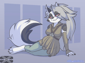 anthro belly clothing dress female pregnant pregnant_anthro pregnant_female solo bluestripedrenulian xenopony456 hazbin_hotel hellaverse helluva_boss mythology star_wars loona_(helluva_boss) canid canid_demon canine canis demon hellhound mammal mythological_canine mythological_creature wolf artist_collaboration hi_res