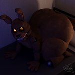 1:1 2024 3d_(artwork) 4_fingers animatronic anthro bedroom big_butt big_ears brown_body butt canid canine canis darkspite digital_media_(artwork) domestic_dog fetch_(fnaf) fingers five_nights_at_freddy's glowing glowing_eyes hi_res huge_butt humanoid looking_at_viewer looking_up machine male mammal metal orange_eyes robot scottgames sharp_teeth simple_background solo teeth
