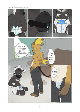 2_missing_limbs age_difference amputee anthro anthrofied bdsm blue_eyes bondage bound clothed clothing dialogue diaper disability dominant dominant_male duo fur gag hair male male/male missing_all_legs open_mouth pokemorph ring_gag shota submissive submissive_male text young young_anthro toybadgers nintendo pokemon wesley_the_blitzle blitzle equid equine generation_1_pokemon generation_5_pokemon mammal pokemon_(species) raichu rodent comic english_text hi_res multiple_scenes