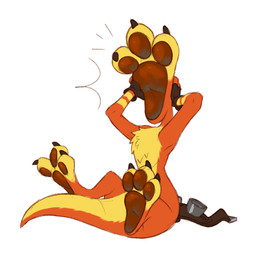 anthro corruption feet foot_fetish foot_focus fur male orange_body orange_fur solo transformation itsundra jak_and_daxter naughty_dog playstation sony_corporation sony_interactive_entertainment daxter foot_head mammal mustelid ottsel paw_head 1:1