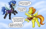 blue_body blue_feathers comic dialogue duo english_text equid equine feathered_wings feathers female feral friendship_is_magic hair hasbro mammal my_little_pony mythological_creature mythological_equine mythology nightshade_(mlp) pegasus pluckyninja shadowbolts_(mlp) spitfire_(mlp) talking_feral text wings wonderbolts_(mlp) yellow_body yellow_feathers