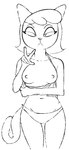 2023 a_kitty_bobo_show anthro black_and_white breasts clothed clothing clothing_pull digital_drawing_(artwork) digital_media_(artwork) domestic_cat felid feline felis female gold-white-kott maggie_(kitty_bobo) mammal medium_breasts monochrome nipples panties presenting presenting_breasts shirt shirt_pull simple_background solo standing topwear topwear_pull underwear white_background