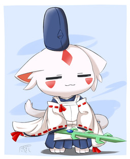 3_toes anthro asian_clothing biped bottomwear clothed clothed_anthro clothed_male clothing east_asian_clothing eboshi facial_markings feet front_view fur hakama head_markings headgear headwear holding_melee_weapon holding_object holding_sword holding_weapon inner_ear_fluff japanese_clothing kariginu male male_anthro markings melee_weapon simple_background solo standing sword tail toes tuft weapon white_body white_fur kimono_kemono dnaxcat felid mammal 2022 digital_media_(artwork) hi_res signature