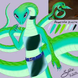 5_fingers anthro apode belt big_tail black_bottomwear black_choker black_clothing black_jewelry black_necklace black_skirt black_topwear black_tube_top blue_belt blue_tongue bottomwear choker claws clothed clothing color_swatch countershade_scales countershading eyelashes female finger_claws fingers flat_chested forked_tongue front_view fully_clothed green_body green_scales humanoid_hands jewelry latex latex_bottomwear latex_choker latex_clothing latex_skirt latex_topwear legless long_claws long_neck long_tail looking_at_viewer markings multicolored_body multicolored_scales necklace pencil_skirt pupils purple_eyes scale_markings scales serpentine skirt solo tail tapering_tail teal_body teal_scales text thick_tail tongue tongue_out topwear tube_top unusual_pupils ventral_scales spe asian_vine_snake colubrid draconcopode naga reptile scalie snake snake_naga 1:1 2025 dated digital_drawing_(artwork) digital_media_(artwork) flat_colors hi_res procreate_(artwork) reference_image signature species_name