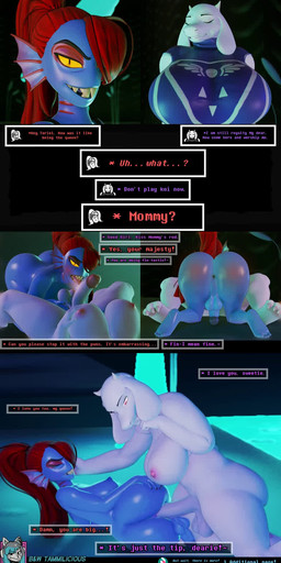 anal anal_penetration anthro anus balls blue_body blush breasts butt butt_focus dialogue duo feet gameplay_mechanics genitals glistening glistening_arms glistening_body glistening_butt glistening_skin good_girl gynomorph gynomorph/gynomorph gynomorph_penetrated gynomorph_penetrating gynomorph_penetrating_gynomorph gynomorph_penetrating_intersex hair intersex intersex/intersex intersex_penetrated intersex_penetrating intersex_penetrating_gynomorph intersex_penetrating_intersex licking mommy_kink oral penetration penile penile_penetration penis penis_in_ass penis_lick red_hair sex shallow_penetration text tongue white_body yellow_body tammilicious warfaremachine_(modeler) undertale_(series) toriel undyne warfare_toriel aquatic boss_monster_(undertale) bovid caprine fish goat mammal 3d_(artwork) 3d_animation animated comic digital_media_(artwork) english_text hi_res loop no_sound short_playtime video