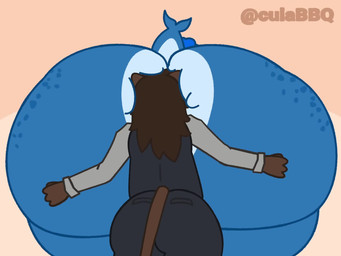 anthro big_butt blue_body blue_hair body_worship brown_body brown_fur butt butt_grab butt_sniffing butt_worship duo female freckled_butt freckles fur hair hand_on_butt huge_butt hyper hyper_butt male male/female nerd size_difference smaller_male sniffing wobbling wobbling_butt culabbq agnes_(culabbq) aquatic felid fish lion mammal pantherine shark 4:3 animated hi_res short_playtime sound video