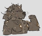 body_hair chest_hair fangs fluffy grey_body male muscular nipples purple_eyes scar scars_all_over solo teeth underbite ozzyishere3 elden_ring fromsoftware blaidd_(elden_ring) canid canine canis mammal wolf