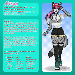 :3 anthro arm_tuft biography bottomwear bra bracelet choker clothing converse_shoes countershade_face countershade_torso countershading denim denim_bottomwear denim_clothing denim_shorts dipstick_ears dipstick_tail ear_markings ear_piercing elbow_tuft eyeshadow eyewear eyewear_on_head female footwear fur gradient_hair green_clothing green_eyes green_footwear grey_body grey_fur hair holding_object jewelry legwear long_hair looking_up makeup markings multicolored_ears necklace pawpads piercing pink_hair ponytail pride_color_accessory pride_color_flag shoes shorts shoulder_tuft simple_background smile sneakers solo striped_body stripes sunglasses sunglasses_on_head tail tail_markings text thigh_highs translucent translucent_clothing tuft underwear wearing_sunglasses white_hair atlas_jkb anya_(atlas_jkb) domestic_cat felid feline felis mammal tabby_cat 1:1 english_text hi_res shaded watermark