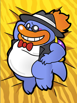 belly blush bow_tie clothing dakimakura eyewear hair hat headgear headwear male moobs orange_hair overweight overweight_male presenting solo sunglasses bonebatty mario_bros nintendo paper_mario paper_mario:_the_thousand_year_door grubba koopa reptile scalie spike_(mario) hi_res