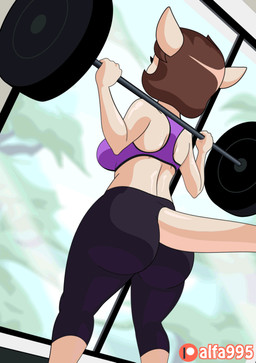 anthro barbell big_butt bottomwear breasts brown_hair butt clothed clothing exercise female hair leggings legwear mature_anthro mature_female pants short_hair solo tight_clothing weightlifting weights workout yoga_pants alfa995 jill_(alfa995) kangaroo macropod mammal marsupial 2022 animated