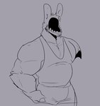 anthro clothed clothed_anthro clothed_male clothing grey_background machine male muscular muscular_anthro muscular_male shirt simple_background solo tank_top topwear melaisen five_nights_at_freddy's five_nights_at_freddy's_2 scottgames withered_bonnie_(fnaf) animatronic lagomorph leporid mammal rabbit robot 2022 digital_drawing_(artwork) digital_media_(artwork) greyscale monochrome portrait sketch three-quarter_portrait