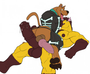 animal_genitalia anthro anthrofied balls big_butt big_muscles big_pecs big_penis black_clothing black_eyebrows black_nose black_pawpads blue_eyes bodily_fluids brown_body brown_eyebrows brown_fur brown_markings brown_nipples butt canine_genitalia clothing duo equine_genitalia erection eyebrows fur genital_fluids genitals gloves_(marking) half-closed_eyes imminent_sex knot leaking_precum leg_markings looking_back male male/male markings muscular muscular_anthro muscular_male narrowed_eyes nipples on_lap open_mouth pawpads pecs penis precum simple_background sitting_on_lap smile socks_(marking) tail tongue tongue_out vein veiny_penis white_background yellow_body yellow_fur seyrmo hanna-barbera scooby-doo_(series) draftstallion scooby-doo scooby-doo_(fortnite) canid canine canis domestic_dog equid equine great_dane horse mammal mastiff molosser 2025 digital_drawing_(artwork) digital_media_(artwork) english_description hi_res