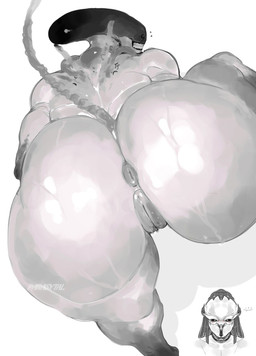 anus bent_over big_butt biped black_body black_heart blush butt butt_focus dreadlocks duo dutch_angle ellipsis eyelashes eyeless female female_focus genitals glistening glistening_body glistening_butt glistening_genitalia glistening_head glistening_skin glistening_vulva grey_anus grey_tail grin grinning_at_viewer head_turned heart_symbol high-angle_view huge_butt innie_vulva iris light_body light_skin looking_at_viewer looking_back looking_back_at_viewer mandibles medium_hair neck_ring not_furry nude nude_female nude_humanoid open_mouth partial_speech_bubble plump_labia puffy_anus pupils red_blush simple_background smile smiling_at_viewer solo_focus speech_bubble standing tail teeth text thick_thighs vulva white_background white_body white_skin parasytal alien_(franchise) predator_(franchise) alien alien_humanoid humanoid xenomorph yautja 2025 artist_name crossover digital_drawing_(artwork) digital_media_(artwork) hi_res