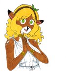 anthro big_breasts blonde_hair breasts clothed clothing dress female greek greek_clothing hair hooves leaf long_dress solo wavy_hair efradraws northwind_(efradraws) elafi_(efradraws) deer mammal absurd_res graphite_(artwork) hi_res model_sheet traditional_media_(artwork)