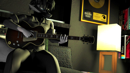 anthro black_body black_fur black_hair blue_eyes detailed_background electric_guitar fingers fur furniture grey_body grey_fur guitar hair inside male multicolored_body multicolored_fur musical_instrument playing_guitar playing_music plucked_string_instrument short_hair smile sofa solo string_instrument teeth two_tone_body two_tone_fur viper-desires grand_theft_auto rockstar_games jacob_(viper-desires) canid canine fox mammal 16:9 2023 3d_(artwork) digital_media_(artwork) hi_res source_filmmaker_(artwork) widescreen