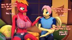 16:9 3d_(artwork) anthro anthrofied asking asking_another big_breasts big_macintosh_(mlp) breasts cleavage clothed clothing color_coded color_coded_text crossgender dialogue digital_media_(artwork) duo english_text equid equine female fluttershy_(mlp) friendship_is_magic ftm_crossgender hasbro hi_res male mammal mtf_crossgender my_little_pony name_drop name_in_dialogue question senthaurekmern talking_to_another text widescreen yes-no_question