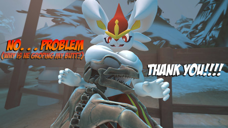 anthro big_breasts big_butt bone bottomwear box bra breast_squish breasts butt butt_grab cleavage clothed clothing container crate duo excited eyebrows female fence fencepost fur hand_on_butt hug hugging_another kindness male male/female night plant raised_eyebrow red_eyes shorts skeleton snow snow_on_trees squish street_lamp surprised text tree uncomfortable underwear white_body white_fur workout_clothing furchev kabalmystic_(modeler) petruz_(modeler) nintendo pokemon cinderace generation_8_pokemon lagomorph mammal monster pokemon_(species) undead 16:9 3d_(artwork) 4k absurd_res digital_media_(artwork) hi_res source_filmmaker_(artwork) widescreen