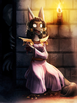 accessory amputee anthro blood bodily_fluids clothing disability dismemberment faceless female gore hair_accessory hair_tie robe scared solo standing tail tail_tuft teeth tuft general-irrelevant out-of-placers warhammer_(franchise) warhammer_fantasy mammal yinglet 3:4 absurd_res digital_media_(artwork) hi_res shaded