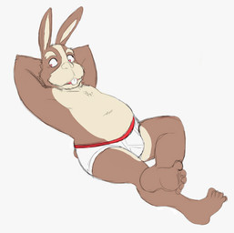 5_toes anthro barefoot biped briefs buckteeth bulge clothed clothing crossed_legs elderly feet hands_behind_head hindpaw humanoid_feet looking_away lying male mature_anthro mature_male on_back paws plantigrade pose reclining red_waistband simple_background slightly_chubby soles solo teeth tighty_whities toes topless underwear white_background white_briefs white_clothing white_underwear thegreatmatsutzu nintendo star_fox peppy_hare hare lagomorph leporid mammal 2016 pinup