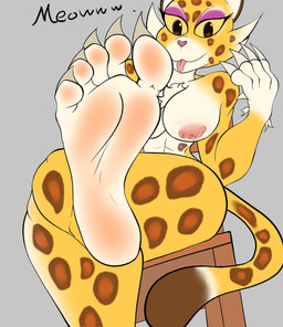 5_toes anthro areola barefoot breasts countershading feet female foot_focus humanoid_feet nipples nude plantigrade soles solo toes vendetta892 kirby_(series) kirby_and_the_forgotten_land nintendo clawroline felid leopard mammal pantherine hi_res