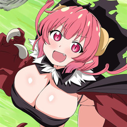 big_breasts blush breasts cape claws cleavage clothed clothing curved_horn cute_fangs fangs female glistening glistening_breasts glistening_eyes hair high-angle_view horn humanoid_pointy_ears looking_at_viewer open_mouth pink_eyes pink_hair pointy_ears pupils red_arms slit_pupils solo teeth orcaverde miss_kobayashi's_dragon_maid mythology ilulu animal_humanoid dragon dragon_humanoid humanoid mythological_creature mythological_scalie scalie 1:1 2022