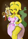 alcohol beverage clothed clothing diaper diaper_corset diapersuit female food looking_away meat pretzel_(food) sausage simple_background smelly soiled_diaper solo tongue tongue_out unclean_diaper used_diaper wearing_diaper yellow_body tripledeckerxia humanoid living_emoji 2022 colored digital_drawing_(artwork) digital_media_(artwork) hi_res portrait