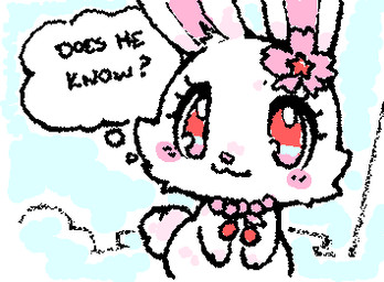 :3 ambiguous_feral ambiguous_gender black_text blush chibi closed_smile eyelashes facial_tuft feral flower flower_on_head fur glistening glistening_eyes humor jewelry looking_at_viewer mouth_closed multicolored_eyes necklace pink_blush pink_inner_ear pink_nose plant question_mark smile solo squigglevision tail text thought_bubble tuft white_body white_fur white_tail white_thought_bubble ligma_(artist) does_he_know_(meme) jewelpet sanrio sega sega_fave ruby_(jewelpet) lagomorph leporid mammal rabbit 2026 animated digital_media_(artwork) english_text handwritten_text low_res meme wigglypaint_(artwork) female_(lore)