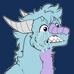 blue_body bodily_fluids crying fur horn mane purple_eyes simple_background solo tears teeth telegram_sticker transparent_background symrea mythology ryver dragon mythological_creature mythological_scalie scalie 1:1 2022 alpha_channel