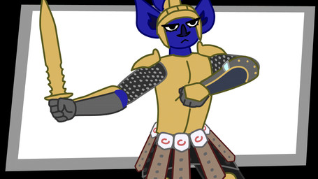 angry anthro armor bat_ears big_ears bronze_(metal) chainmail clothing eyes_closed gloves handwear headgear helmet knight leaning leaning_backward leaning_forward male melee_weapon muscular raised_hand simple_background solo sword warrior weapon yelling villegreen bat mammal animated hi_res loop meme