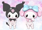 abs breasts chibi duo female female/female muscular muscular_female nipples pink_nipples short_stack small_breasts smile kosuken onegai_my_melody sanrio absurd_res hi_res