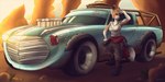 5_fingers anthro apocalypse boots bullet_hole car clothed clothing female fingers footwear light rock shirt shoes solo sunlight topwear truck vehicle wagon akella whisper_(gabrielofcreosha) canid canine canis jackal mammal 2020 2:1 digital_drawing_(artwork) digital_media_(artwork) signature