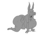 anthro big_breasts big_butt breasts butt female solo wide_hips thewilldpink irene_konig canid canine canis dobermann domestic_dog mammal pinscher 5:4 hi_res monochrome