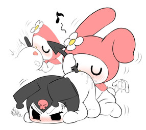 all_fours anal annoyed anthro anthro_on_anthro anthro_penetrated anthro_penetrating anthro_penetrating_anthro ass_up blush bodily_fluids chibi cross-popping_vein duo eyes_closed female female/female female_anthro female_penetrated female_penetrating female_penetrating_female fingering fingering_partner from_behind_position genital_fluids internal internal_anal internal_vaginal kneeling nude nude_anthro nude_female on_model oral penetration rimming semi-anthro sex simple_background spade_tail tail vaginal vaginal_fingering vaginal_fluids vaginal_fluids_on_hand white_background hanuvo onegai_my_melody sanrio kuromi my_melody demon lagomorph leporid mammal rabbit hi_res