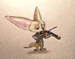 3_toes anthro barefoot big_ears bowed_string_instrument clothed clothing feet fur gradient_background half-closed_eyes holding_musical_instrument holding_object male musical_instrument narrowed_eyes plantigrade playing_music playing_violin simple_background solo string_instrument toes violin mortic_ox disney zootopia finnick_(zootopia) canid canine fennec_fox fox mammal true_fox 2017