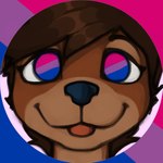 anthro bisexual_pride_colors female lgbt_pride male multicolored_eyes pattern_background pride_color_background pride_color_eyes pride_colors simple_background solo striped_background marsminer keith_(marsminer) mammal mustelid otter 2023 icon