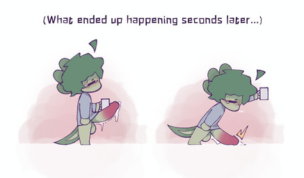 balls big_balls big_penis blush blush_lines bodily_fluids chibi clothed clothing container cup erection eyes_closed falling genital_fluids genitals glans green_body green_hair hair holding_object humanoid_genitalia humanoid_penis leaking_precum male mouthless pain partially_clothed penis precum sad tears text thick_penis toasterstealer alex_(toasterstealer) amphibian aquatic axolotl humanoid mole_salamander salamander absurd_res english_text hi_res