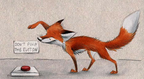 dipstick_tail feral fur male markings multicolored_body multicolored_fur multicolored_tail pushbutton red_body red_button red_fur sign solo tail tail_markings text whiskers white_body white_fur skia canid canine fox mammal english_text